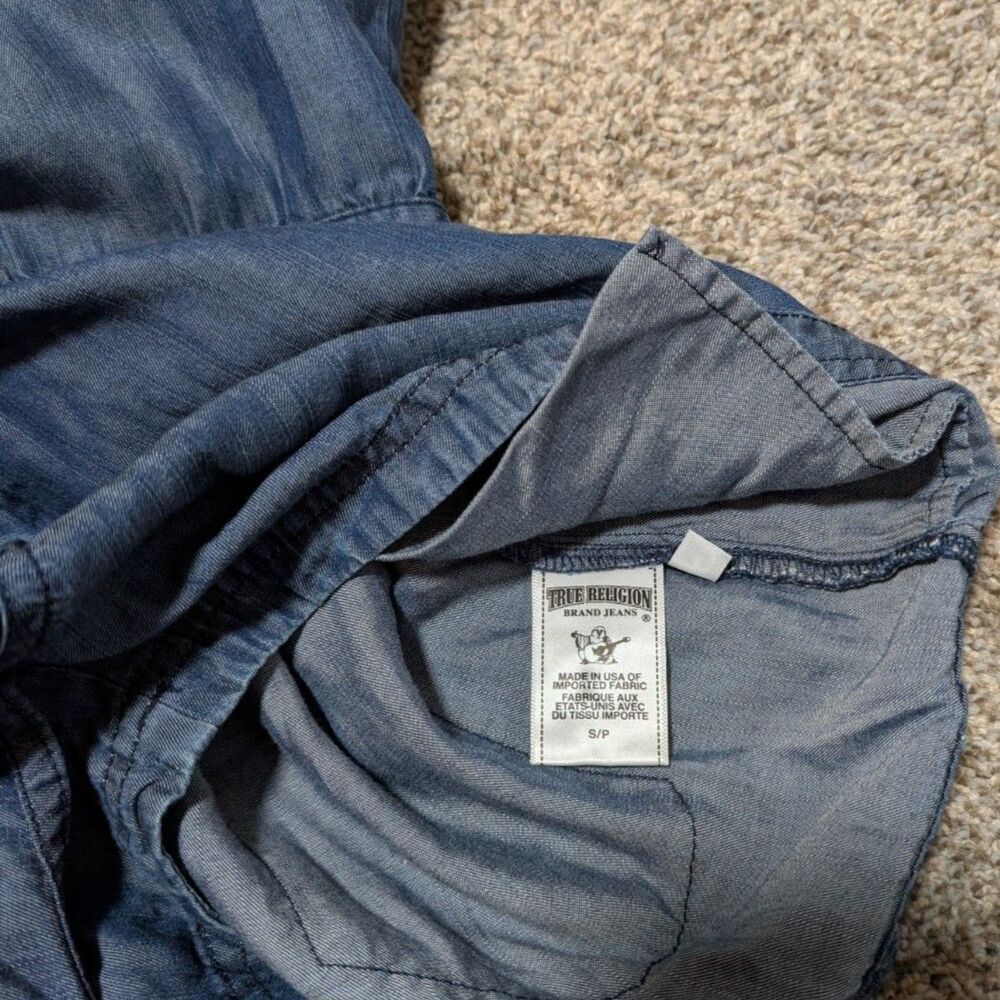True Religion Blue Sleeveless Chambray‎ Denim Tencel Romper Women's Small - Picture 10 of 11